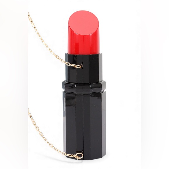 Metallic Lipstick Acrylic Clutch Swing Bag - Picture 3 of 6